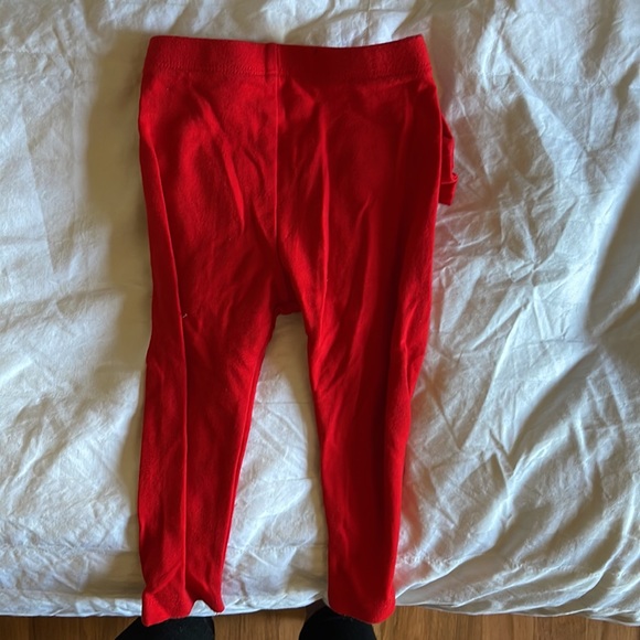 BABY GIRL red leggings with BIG BOW on booty - Picture 2 of 3